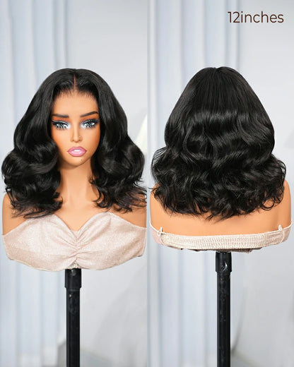 Arabella 13x6 Three-Go™ 250% Density Body Wave Bob Invisible Knots Natural Black Glueless Beginner Friendly