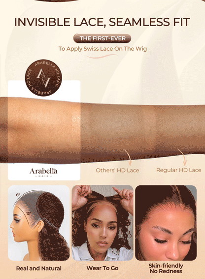 Invisible HD Swiss lace: seamless fit on 13x6 glueless lace front human hair wig