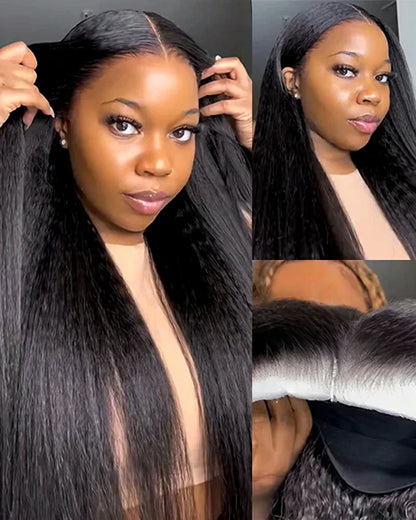 Arabella 13x6 Three-Go™ Glueless Wig Yaki Straight Natural Black With Drawstring