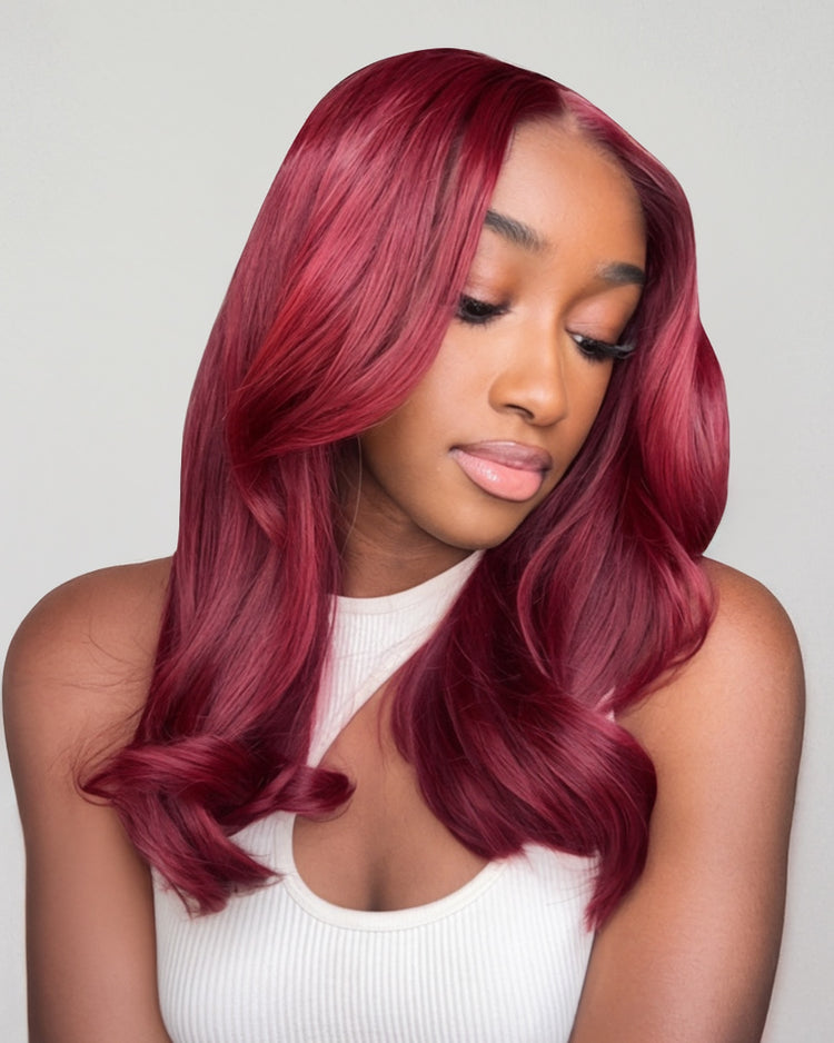 Arabella 6x5 invisible knots Glueless Burgundy Straight Wig Pre-cut Lace Beginner Friendly