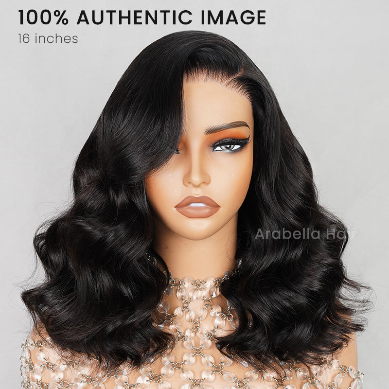 【Limited Design】Glueless 6x5 Pre-Cut Lace Blowout In Wavy Wig Easy-Wear Natural Black Pre-Bleached Knots Human Hair Wigs