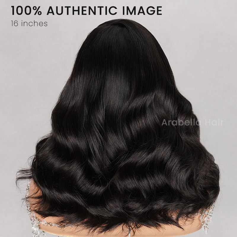 【Limited Design】Glueless 6x5 Pre-Cut Lace Blowout In Wavy Wig Easy-Wear Natural Black Pre-Bleached Knots Human Hair Wigs