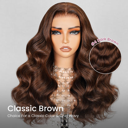 【Limited Design】Dark Brown Colored Blowout In Wavy Style Glueless 6x5 Pre-Cut Lace Easy-Wear Wig Human Hair Wigs