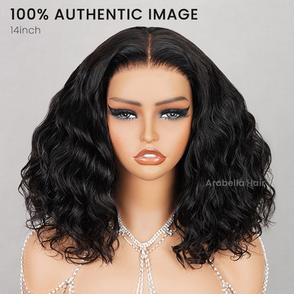 【Limited Design】Glueless 6x5 Pre-Cut Lace Ocean Wave Wig Natural Black Pre-Bleached Knots Easy-Wear Human Hair Wigs