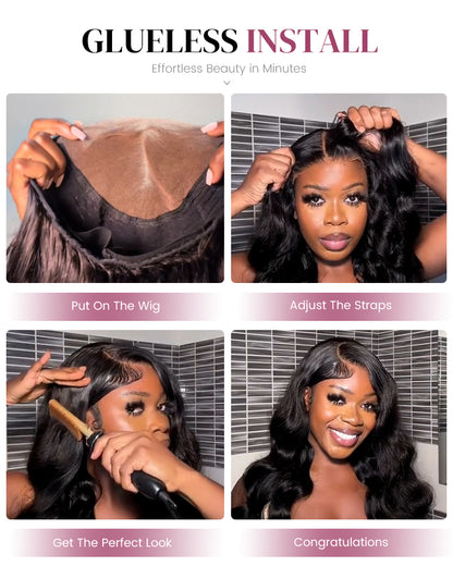 【Limited Design】Glueless 6x5 Pre-Cut Lace Blowout In Wavy Wig Easy-Wear Natural Black Pre-Bleached Knots Human Hair Wigs