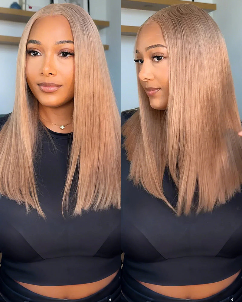 Arabella 6x5 invisible knots Glueless Milk Tea Brown Straight Wig Pre-cut Lace Beginner Friendly