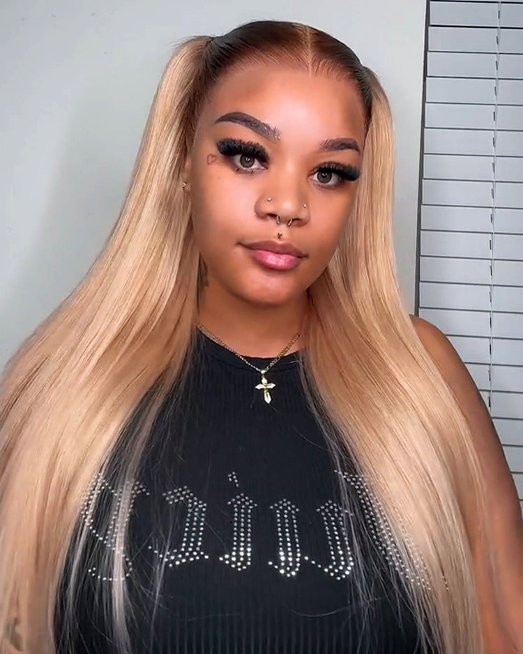 【$299 = 2 WIGS】Arabella 13x6 Three-Go™ Milk Tea Brown Glueless Wig Silky Straight With Drawstring 100% Human Hair Wig