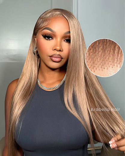 【30&quot; Super Sale】Ash Honey Blonde Color Minimalist Blonde Series Glueless 13x4 Lace Front  Wavy/Straight Human Hair Wig