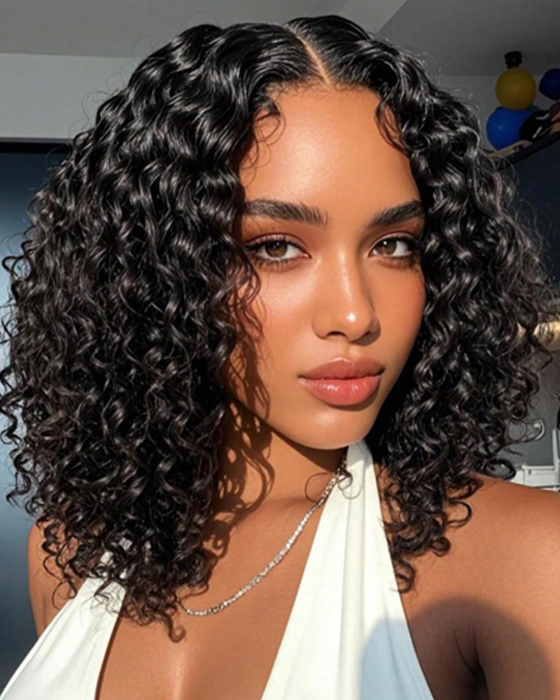 Arabella $59 Final Deal Price 6x6 Lace Glueless Auburn Highlights on Black Hair/Natural Black Straight/Jerry Curly Bob Wig