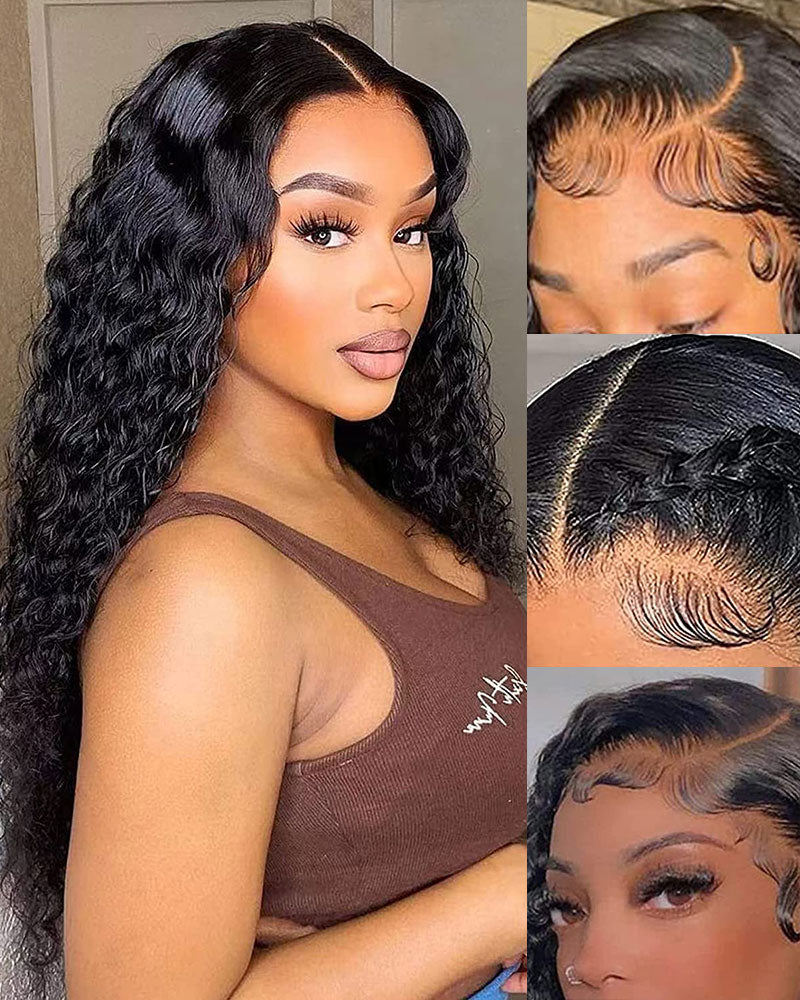 Glueless 6x5 Pre-Cut Lace Closure Jerry Curly Easy-Wear Upgrade HD Lace Natural Black Human Hair Wig Beginner-Friendly