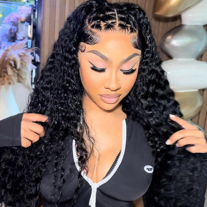 13x4 Glueless Lace Front Jerry Curly Easy-Wear Upgrade HD Lace Natural Black Human Hair Wig Beginner-Friendly