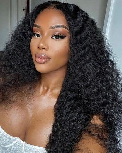 5x5 Lace Closure Glueless Jerry Curly Natural Black Human Hair Wig