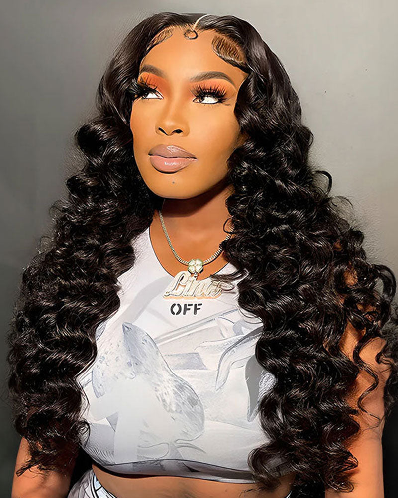 13x4 Breathable Cap Lace Frontal Wig | Loose Wave Ear-to-ear Glueless Lace Pre-Bleached Knots Human Hair