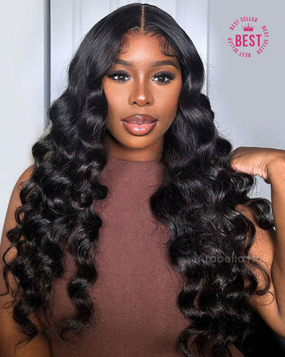 13x4 Breathable Cap Lace Frontal Wig | Loose Wave Ear-to-ear Glueless Lace Pre-Bleached Knots Human Hair