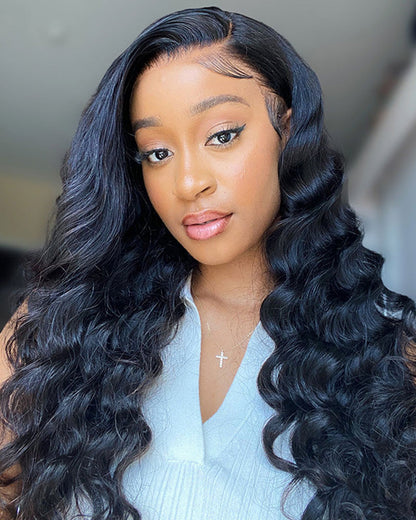 13x4 Breathable Cap Lace Frontal Wig | Loose Wave Ear-to-ear Glueless Lace Pre-Bleached Knots Human Hair