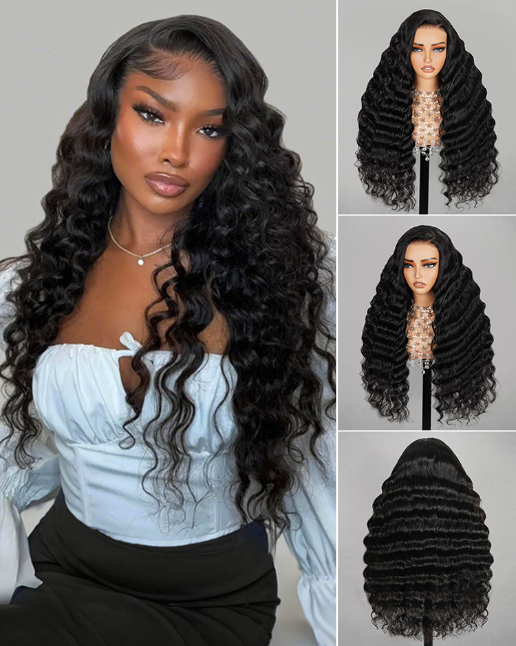 Arabella 13x4 Frontal Lace Loose Deep Wave Wig Pre-cut Lace Natural Black Beginner Friendly