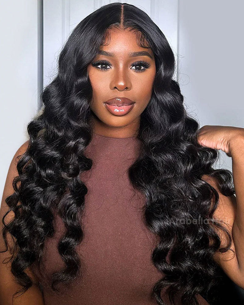 【$299 = 2 WIGS】Arabella 13x6 Three-Go™ Glueless Wig Loose Deep Wave With Drawstring Natural Black 100% Human Hair Wig