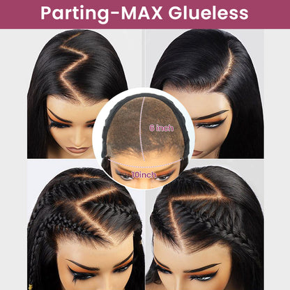 10x6 Parting Max Lace Body Wave Easy-Wear Lace Frontal Mini Knots Natural Black Human Hair Wigs