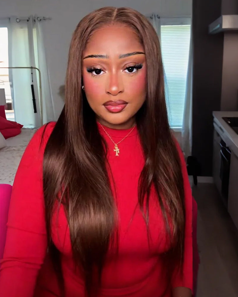 Arabella 13x6 Three-Go™ Chocolate Brown Glueless Wig Silky Straight With Drawstring 100% Human Hair Wig