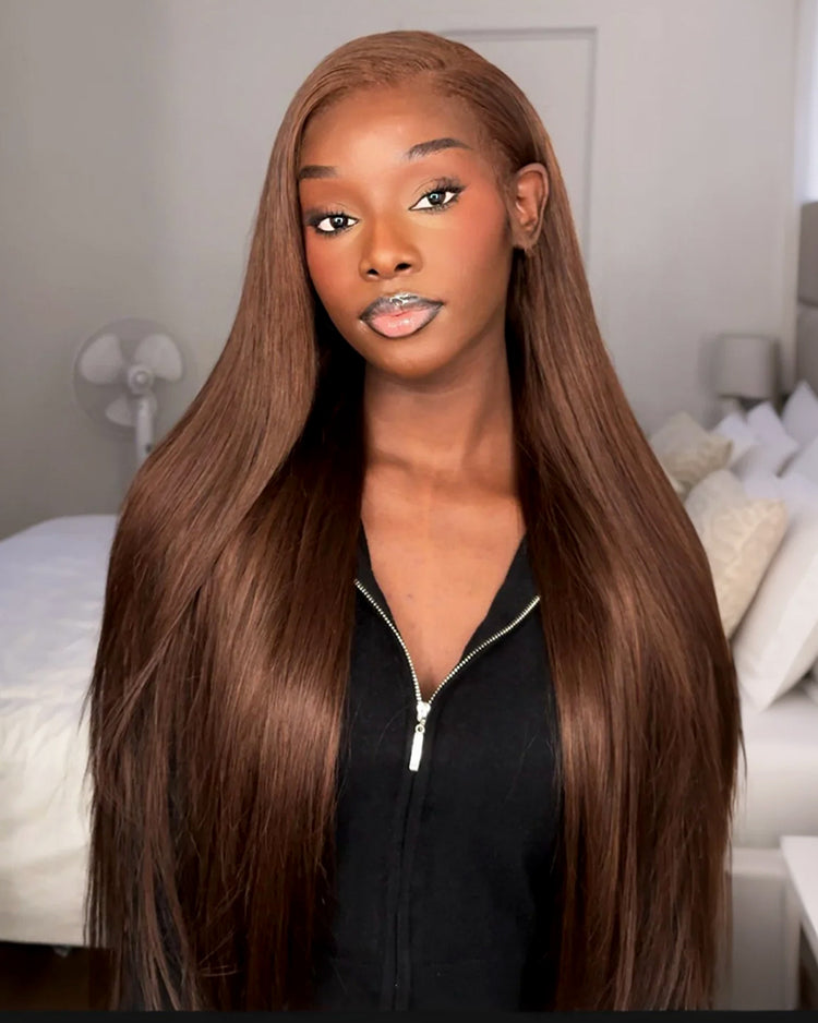 【$299 = 2 WIGS】Arabella 13x6 Three-Go™ Chocolate Brown Glueless Wig Silky Straight With Drawstring 100% Human Hair Wig