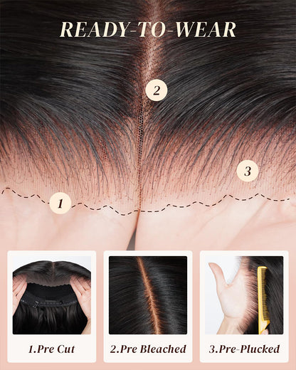 Arabella 13x6 Three-Go™ Glueless Wig Body Wave With Drawstring Natural Black 100% Human Hair Wig