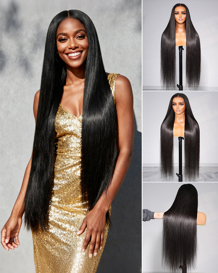 Arabella 13x6 Three-Go™ Glueless Wig 36Inch Super Long Silky Straight With Drawstring Natural Black 100% Human Hair Wig