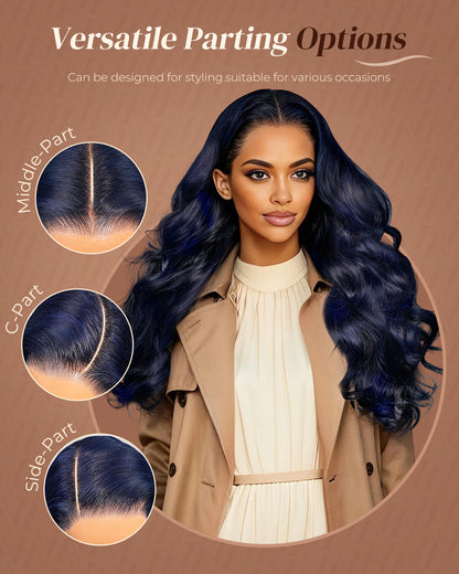 Arabella 13x6 Three-Go™ Midnight Blue Glueless Loose Body Wave With Drawstring 100% Human Hair Wig