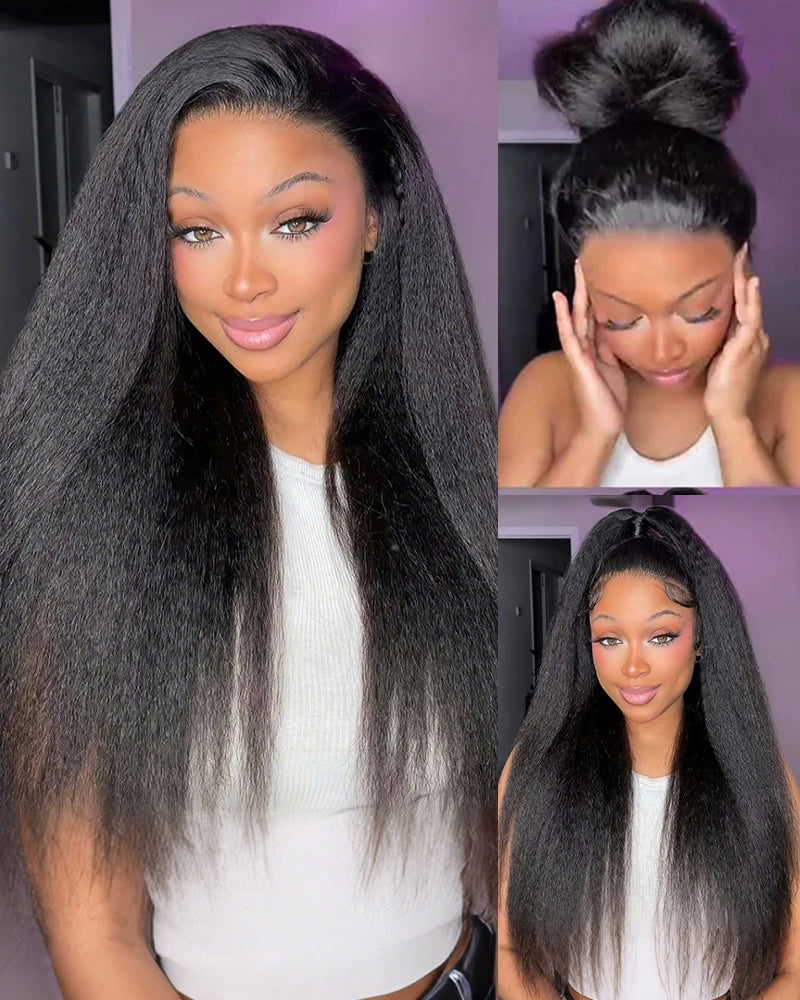 Arabella 13x6 Three-Go™ Glueless Wig Yaki Straight Natural Black With Drawstring