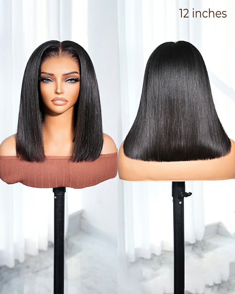 Arabella 13x6 Three-Go™ 280% High Density Straight Bob Invisible Knots Natural Black Glueless Beginner Friendly