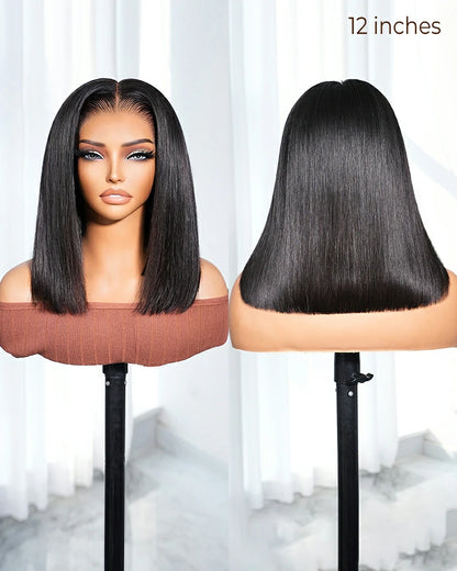 Arabella 13x6 Three-Go™ 280% High Density Straight Bob Invisible Knots Natural Black Glueless Beginner Friendly