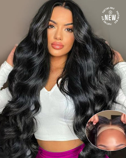 10x6 Parting Max Lace Body Wave Easy-Wear Lace Frontal Mini Knots Natural Black Human Hair Wigs