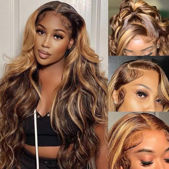 Honey Blonde Piano Highlights Body Wave Wig - 6X5/13x4 HD Lace Front Human Hair Wig