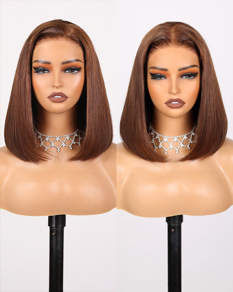 Arabella 6x5 invisible knots Glueless Chocolate Brown Straight Bob Wig Pre-cut Lace Beginner Friendly