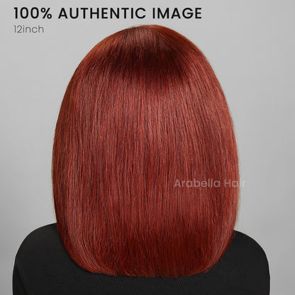 Minimalist Short Bob: Reddish Brown Colored Straight Bob Wig Pre-Cut Glueless Lace 3D Cap Pre-Plucked Double Drawn Wigs