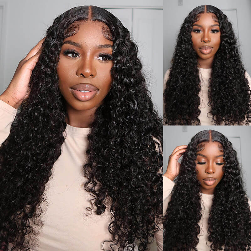 5x5 Lace Closure Glueless Jerry Curly Natural Black Human Hair Wig