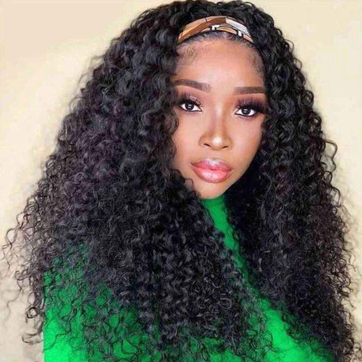 Headband Jerry Curly Wig Human Hair Glueless Natural Wig With Head Band Full Machine Made Wig