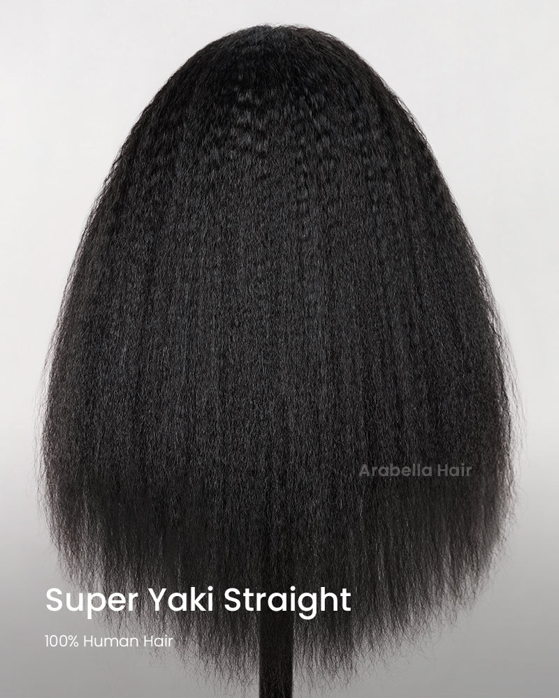 3 In 1 Half Wig Yaki Straight Easy-Wear No Glue Needed Upgrade With Drawstring Cap Human Hair Wigs