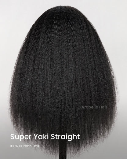 3 In 1 Half Wig Yaki Straight Easy-Wear No Glue Needed Upgrade With Drawstring Cap Human Hair Wigs