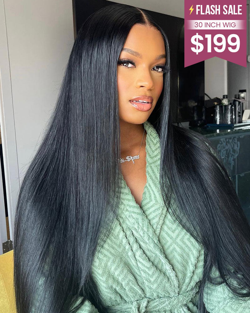 【30&quot; Super Sale】Minimalist Series Glueless 13x4 Lace Front Pre-Bleached Knots Natural Black Body Wave/Straight/Curly Human Hair Wig