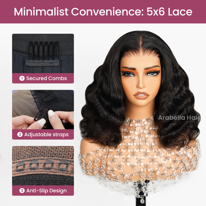 Minimalist Short Bob: 6-Inch Deep Lace Front Natural Color Shoulder Length Human Hair Wig