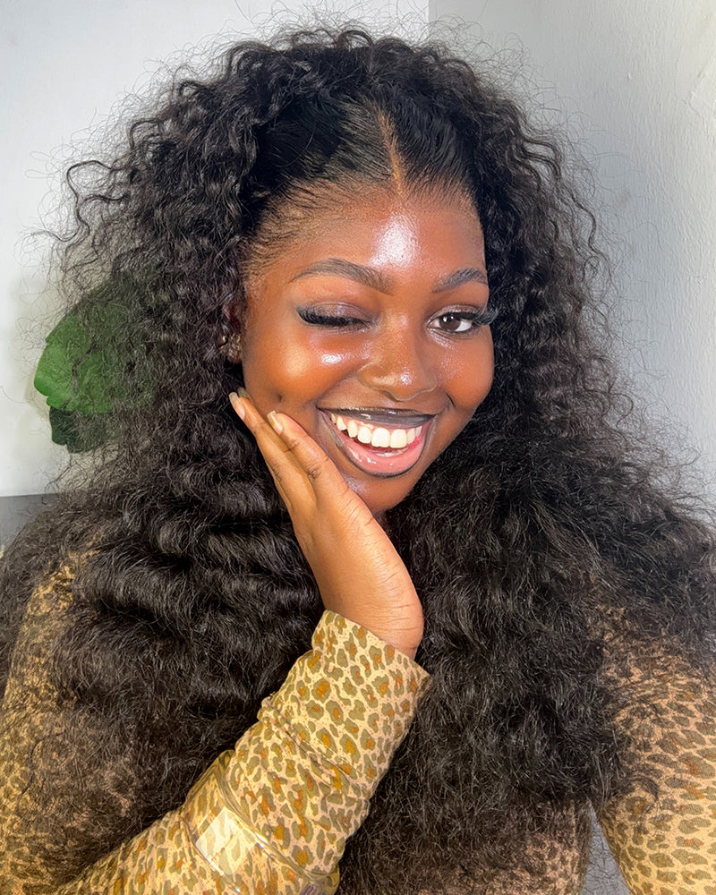 Arabella 13x6 Three-Go™ Glueless Wig Water Wave With Drawstring Natural Black 100% Human Hair Wig