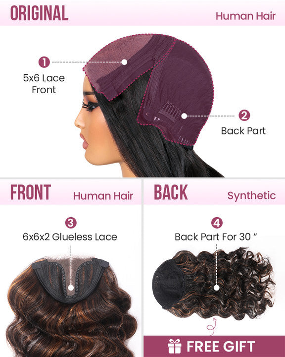 [VIP EXCLUSIVE] ZIP &amp; Mix-All Wigs | Body Wave Natural Black Glueless 6x5 Pre-Cut Lace Wig With Optional Replaceable Tops