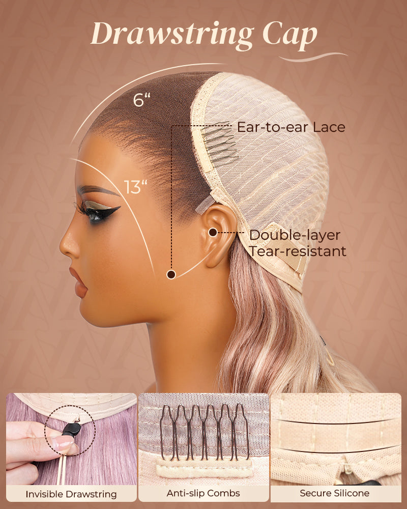 000Arabella 13x6 Three-Go™ Ash Purple Glueless Wig Loose Body Wave With Drawstring 100% Human Hair Wig