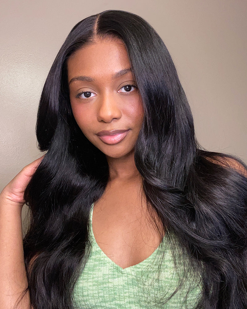 Pure-Luxe™ Body Wave Natural Black Easy Wear Glueless 13x6 Ultra-Dense Human Hair Wig Pre-Cut Lace