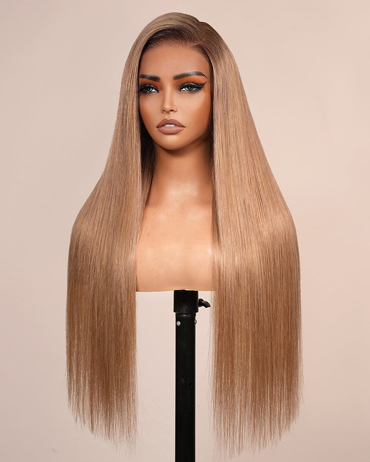 Arabella 6x5 invisible knots Glueless Milk Tea Brown Ombre Straight Wig Pre-cut Lace Beginner Friendly
