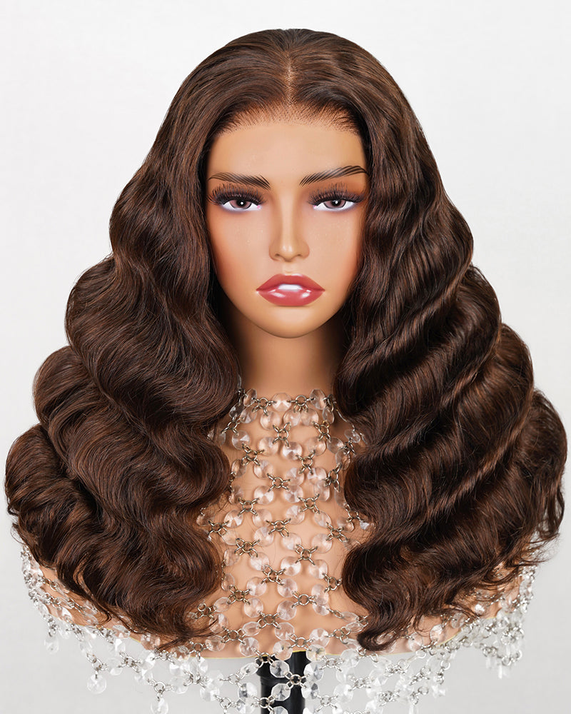 Arabella 6x5 invisible knots Glueless Chocolate Brown Wig Natural Loose Deep Wave Wig Pre-cut Lace Beginner Friendly