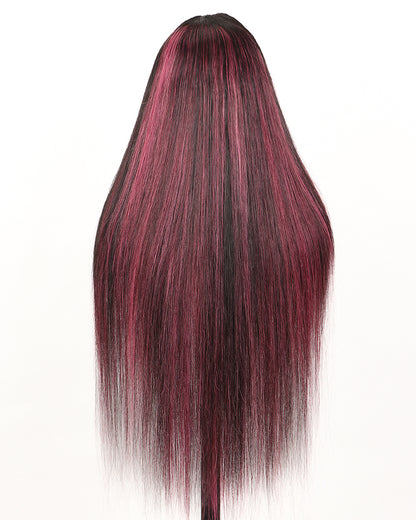24&quot;=$150 | Arabella 13x4 Frontal Lace Purple Highlight Straight Wig Invisible Knots Realistic Hairline