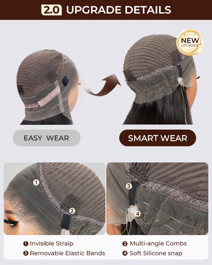 18&quot;=$117 | Arabella 360 Full Lace Glueless Auburn Highlights on Black Hair Body Wave Wig Invisi Drawstring Pull &amp; Go