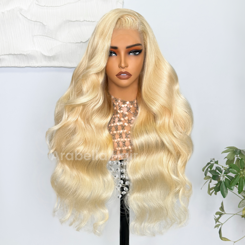 Easily Redyed 613 Silky Straight 6x5 Closure Lace Glueless Mid Part Long Wig 100% Virgin Human Hair