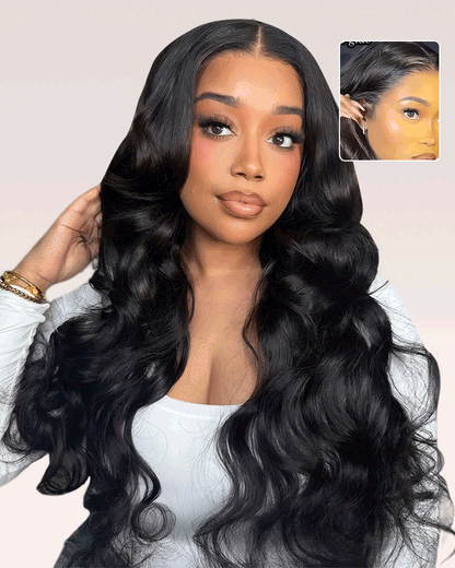 Arabella 13x6 Three-Go™ Glueless Wig Body Wave With Drawstring Natural Black 100% Human Hair Wig
